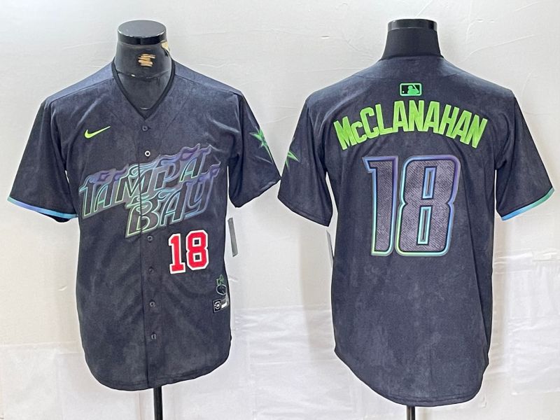 Men Tampa Bay Rays #18 McClanahan Nike MLB Limited City Connect Black 2024 Jersey style 2->->MLB Jersey